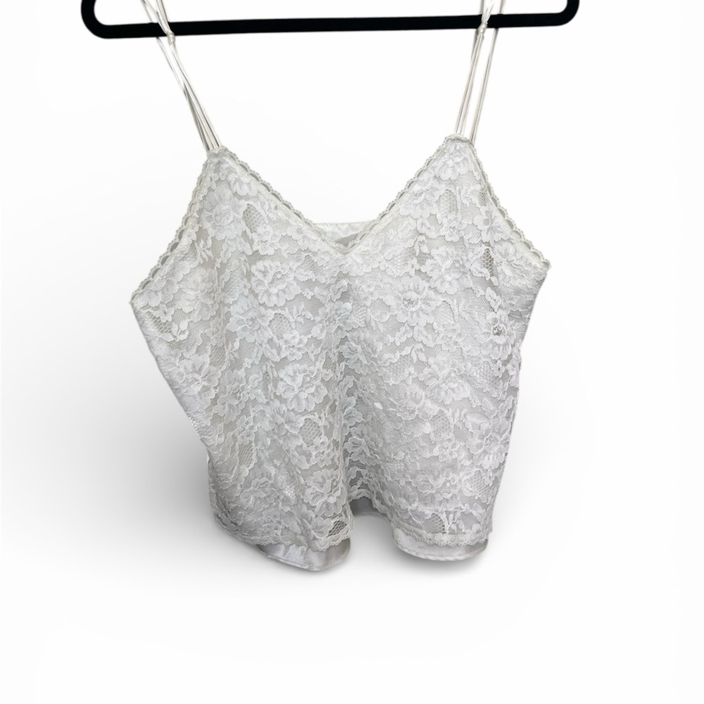 Vintage Gold Tag White Victoria’s Secret Lace Cami Size Large Vtg Intimates
